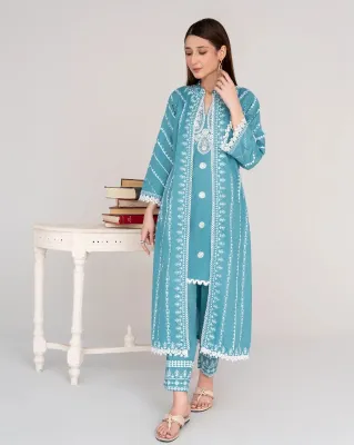 Pakistani Original Sahibas Stitched Lawn 2Pcs _ Blue 