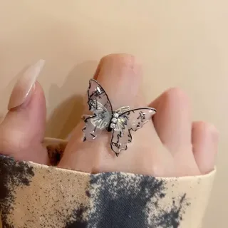 Retro Black Butterfly Buckle Finger Ring 