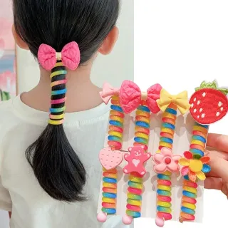 Colorful Telephone Wire Hair Bands Rubber (2 Pc) 