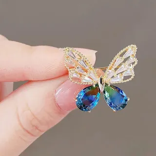 New Mini Butterfly Blue Crystal Hijab Pin / Hijab Brooch 