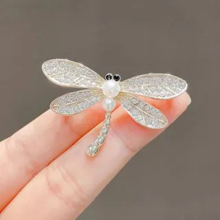 Shinny Crystal Pearl Dragonfly Brooch / Pin