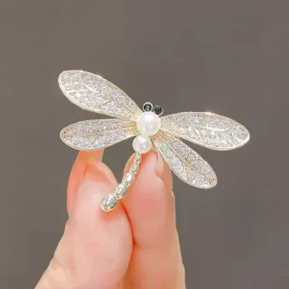 Shinny Crystal Pearl Dragonfly Brooch / Pin