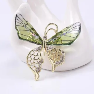 Crystal Transparent Wings Butterfly Hijab Brooch / Pin 