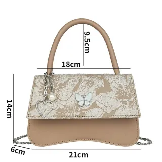 Mini Square Chain Messenger Bag With Butterfly  