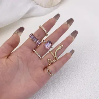 6pcs Pink Snake Design Ring Set 