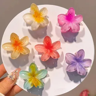 Colorful Plumeria Flower Small Hair Clips ( 2 Pc)