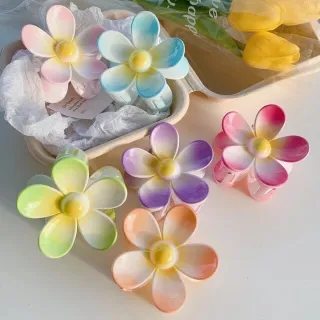 Multicolor Flower Shape Hair Claw Clip (1 Pc) 