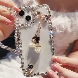 Luxury Glitter Diamond Camera Lens Frame Transparent Case for IPhone