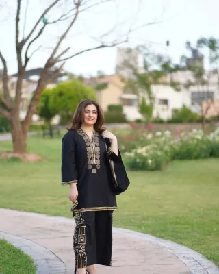 Pakistani Original Sahiba's By Mirza Stitched Cotton 2Pcs _ Black 