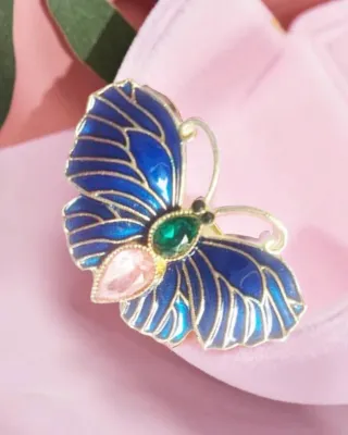 Vintage Blue Butterfly Hijab Brooch / Hijab Pin