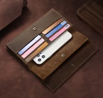 Crazy Horse Genuine Leather Long Wallet – Multi-Function Retro Men’s Wallet