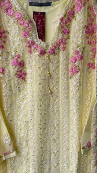 Pakistani Chiffon Stitched 2 Pcs _ Yellow 