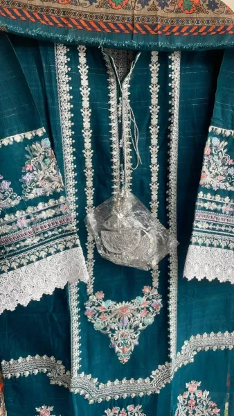 Pakistani Original Ameer & Sons Luxury Cotton Stitched 3Pcs_ Sea Green 