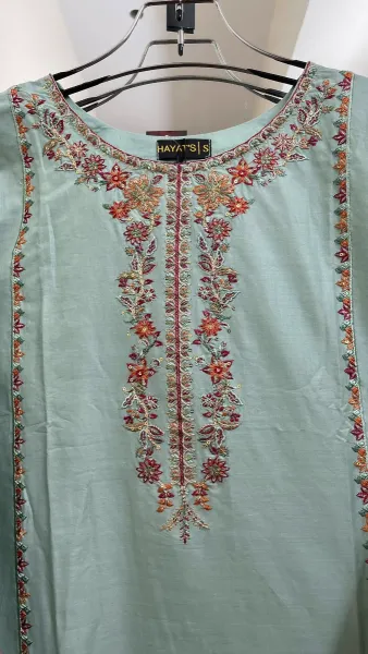 Pakistani Original Hayat Stitched Cotton 3Pcs _ Sky Blue 