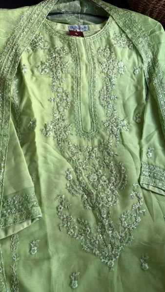Pakistani Original Schick Chiffon Stitched 2 Pcs _ Parrot Green 