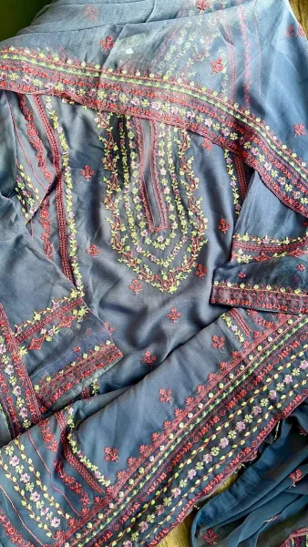 Pakistani Original Schick Chiffon Stitched 2 Pcs _ Blue Ash 