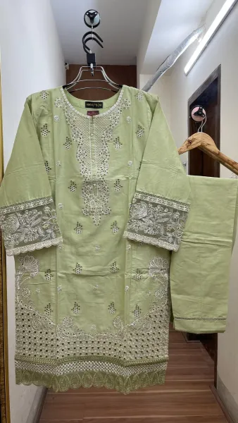 Pakistani Original Hayat's Stitched Cotton Co-ords 2 Pcs _ Ligth Mint 