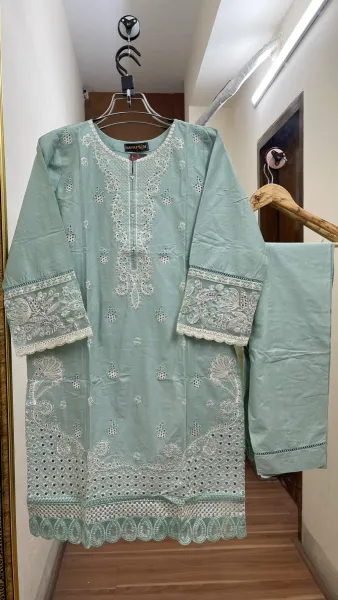 Pakistani Original Hayat's Stitched Cotton Co-ords 2 Pcs _ Mint 