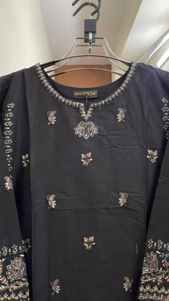 Pakistani Original Hayat's Stitched Cotton Co-ords 2 Pcs _ Black 