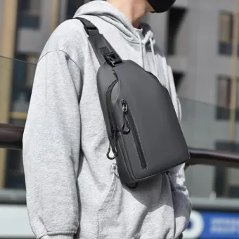 Crossbody Waterproof Shoulder Bag for Men (Black/Grey)