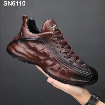 Genuine Leather Embossed Sneakers