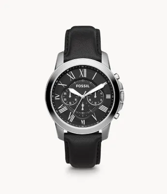 FOSSIL Grant Black Dial Black Leather Men’s Watch