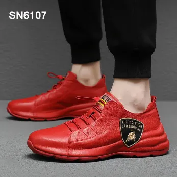 Genuine Leather Breathable Bottom plate Sneakers