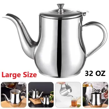  Stainless Steel Oil Strainer Pot 32 OZ Oil Dispenser With Removable Filter Tea Kettle Oil Separator Grease Storage Can For Home