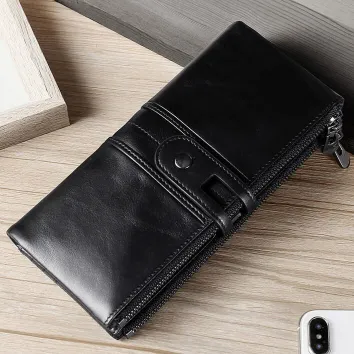 Genuine Leather Retro Long Wallet
