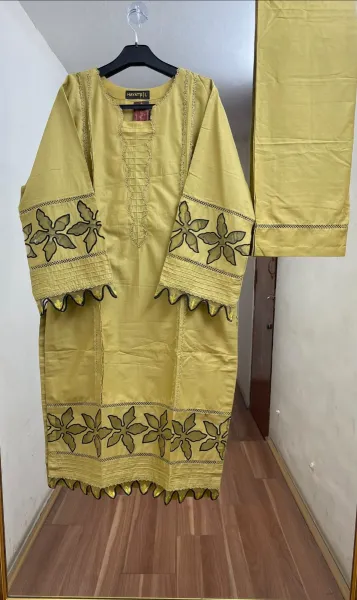 Pakistani Original Hayat Stitched Cotton Co-ords 2 Pcs _ Lemon 