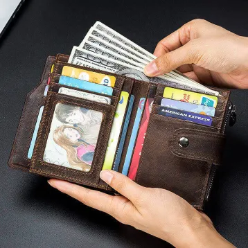 Genuine Cow Leather Retro Short Wallet