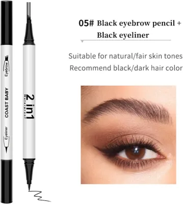 2 in 1 Double Headed Black Eyeliner Eyebrows Pencil 