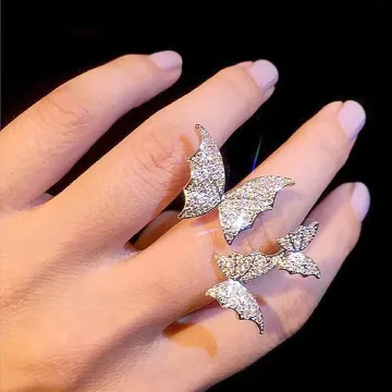 Zircon Butterfly  Opening Finger Ring 