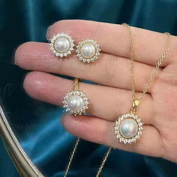 4 Pcs Sunflower Pearl Jewellery Set 