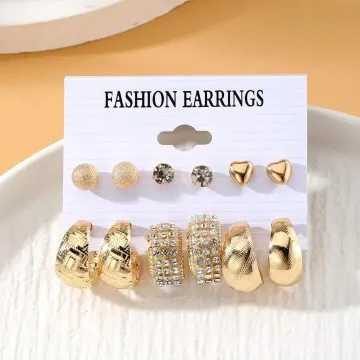 6 Pairs Elegant Fashion Love C Shaped Earrings Set