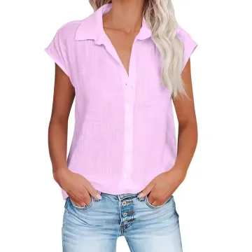  WOMEN'S NEW V-NECK EMBROIDERED BUTTON SHIRT