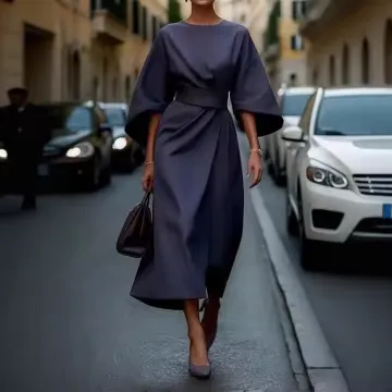  CASUAL BAT SLEEVE LONG DRESS