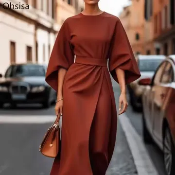  CASUAL BAT SLEEVE LONG DRESS
