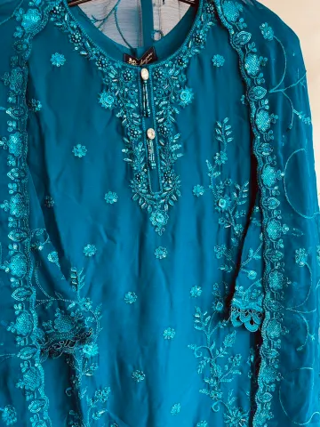 Pakistani Original Rangoon Luxury Chiffon stitched 3 Pcs _ Sea Green 