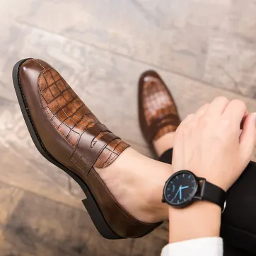 CROCODILE PATTERN MEN'S  LEATHER  SHOES GB-5861