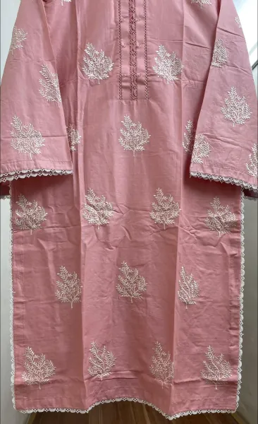 Pakistani Original Hayat’s Embroidered Stitched Cotton 3Pcs _ Pink  