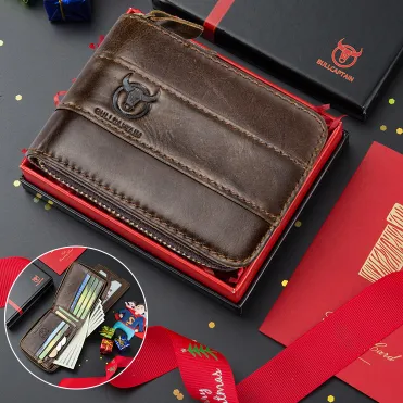 GENUINE LEATHER MULTI-FUNCTIONAL SHORT WALLE GB-BC0025BR