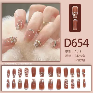 24 Pcs Designer Fake Nails / False Nails ( D Series) 