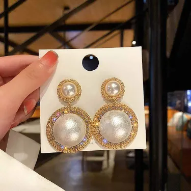 Luxury Shiny Oversize Pearl Drop Earrings