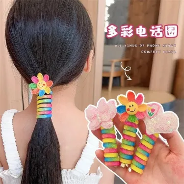 Colourful Telephone Baby Hair Rubber Band (2 Pc ) 