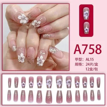 24 Pcs Fake Nails False Nails Set  (1 Set) 