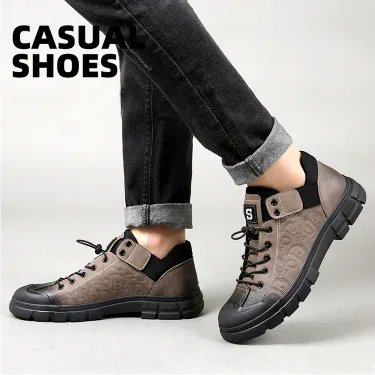 THICK-SOLED  GENUINE LEATHER BREATHABLE MEN'S SHOES GB-2262