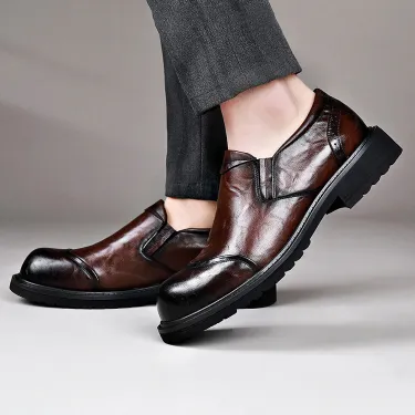 BRITISH STYLE ALL-MATCH LOW HEELED CASUAL LEATHER SHOES  GB-2590