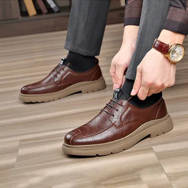 BRITISH BREATHABLE MEN'S BUSINESS CASUAL SOFT LEATHER SHOES GB-9225