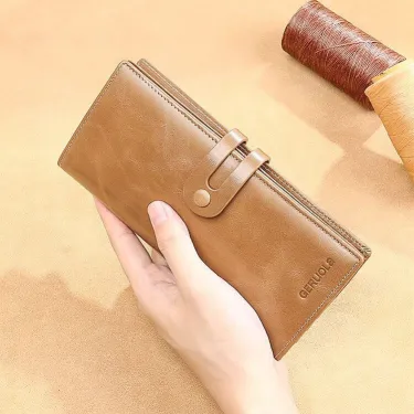 Genuine Leather Capacious Long Wallet